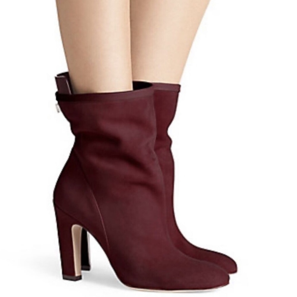STUART WEITZMAN Brooks Suede Heel Slouchy Wine  Booties sz 9